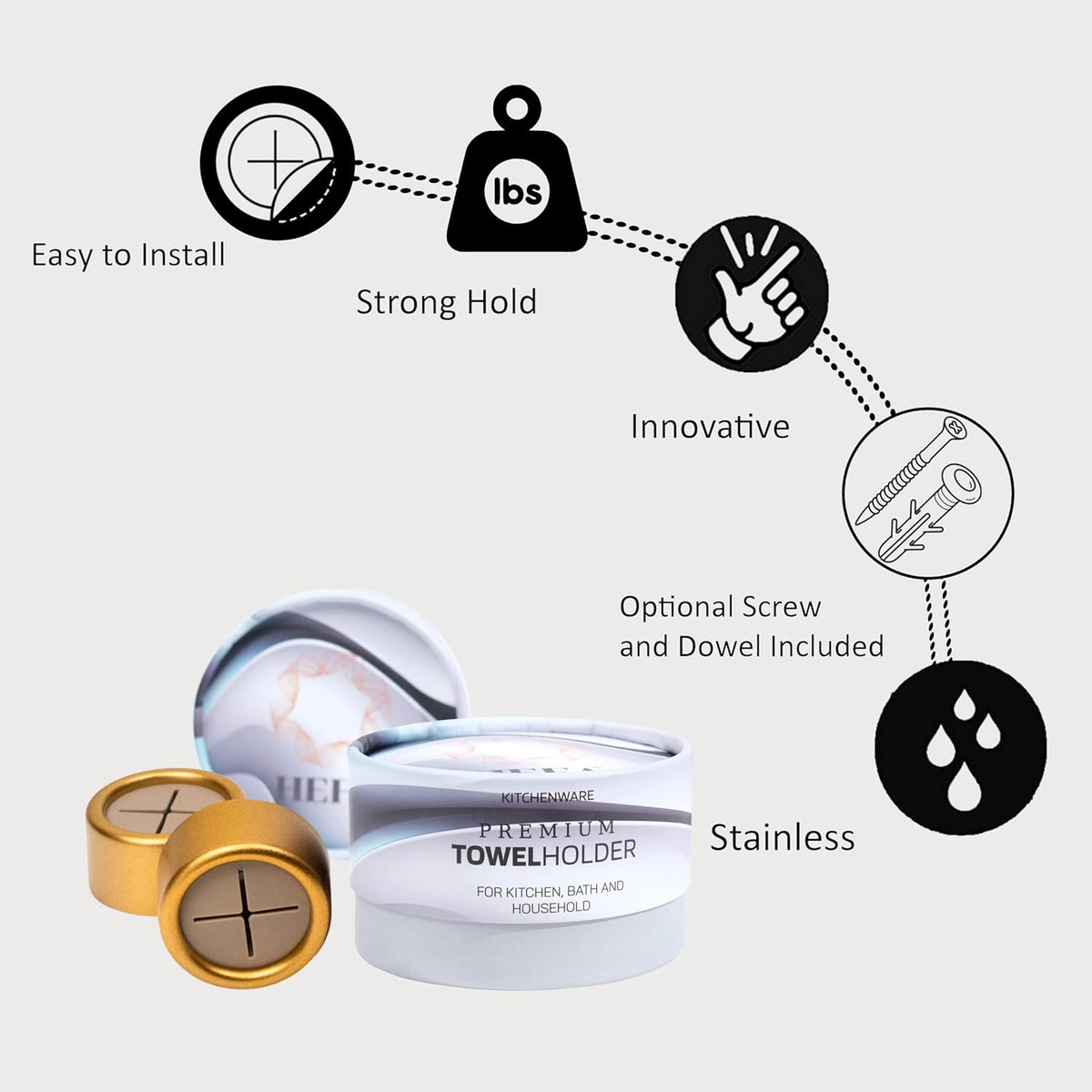 HEFA Eco-Friendly Towel Hooks - Dish, Hand & Kitchen Towel Holder, 8 Pack - Kitchen Organization Gadgets