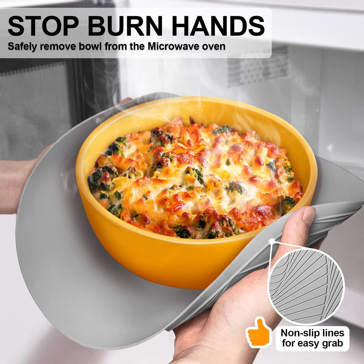 Walfos 12-Inch Silicone Microwave Mat & Pot Holders, Non-Slip Heat Resistant for Oven, Hot Pot, Bowl