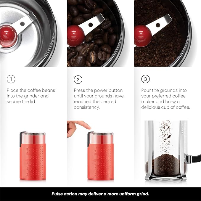 Bodum Bistro Electric Blade Coffee Grinder, Red