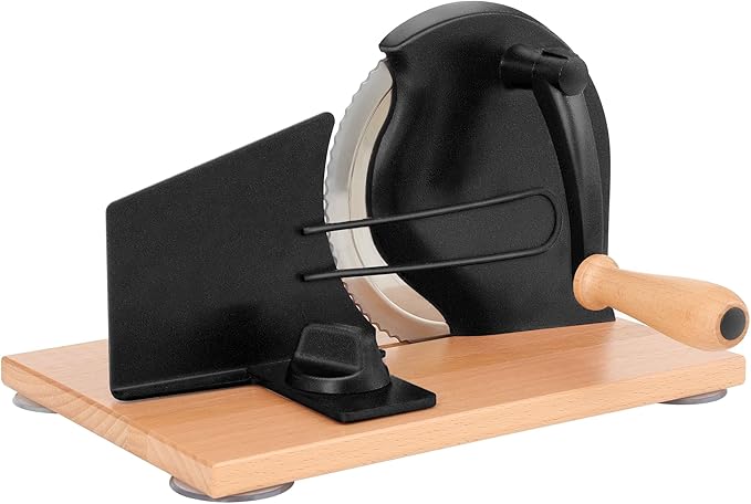 CAWIU Manual Bread Slicer with Hand Crank- Adjustable Thickness Bread Cutter for Even Slices, Perfect for Homemade Sourdough, Sandwich, and More, Black