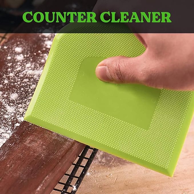 SURDOCA Dough Scraper Bench Scraper - 3P 13x7.9" Plastic Flexible Bowl Scraper, Sharp Edge & Angles Cake Scraper. Non-Slip Bakeware Decorating Tools Sculpting & Modeling Tools - Blue+Yellow+Green
