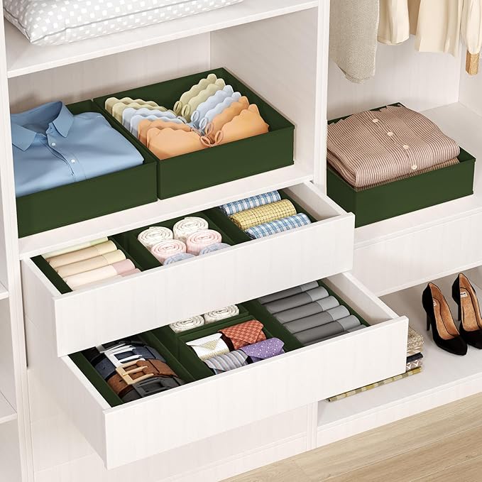 DIMJ Drawer Organizer Clothes - 20 Pack Closet Drawer Organizer Bins for Baby Clothes Storage, Fabric Dresser Organizer for Nursery Bedroom, Foldable Small Drawer Dividers for Underwear Socks