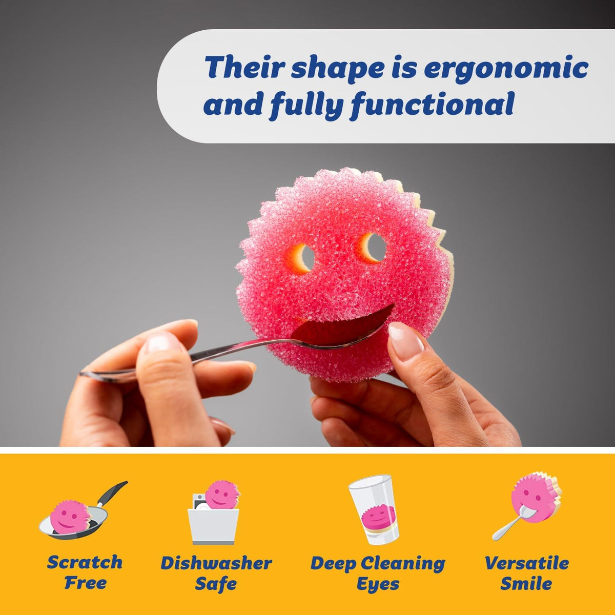 Scrub Daddy Scrub Mommy Kitchen Sponges for Dishes & Wiping Spills - Dual-Sided Dish Scrubber Sponge for Cleaning - Multi-Colored Bulk Pack - Stain & Odor Resistant (5 Count)