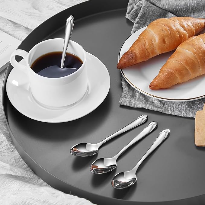 KEAWELL Premium Astra 4-Piece 5.8 inch Spoon Set – Mirror-Finished 18/10 Stainless Steel with Diamond-Faceted Handles Dishwasher Safe for Modern Dining (4, Small Spoons)