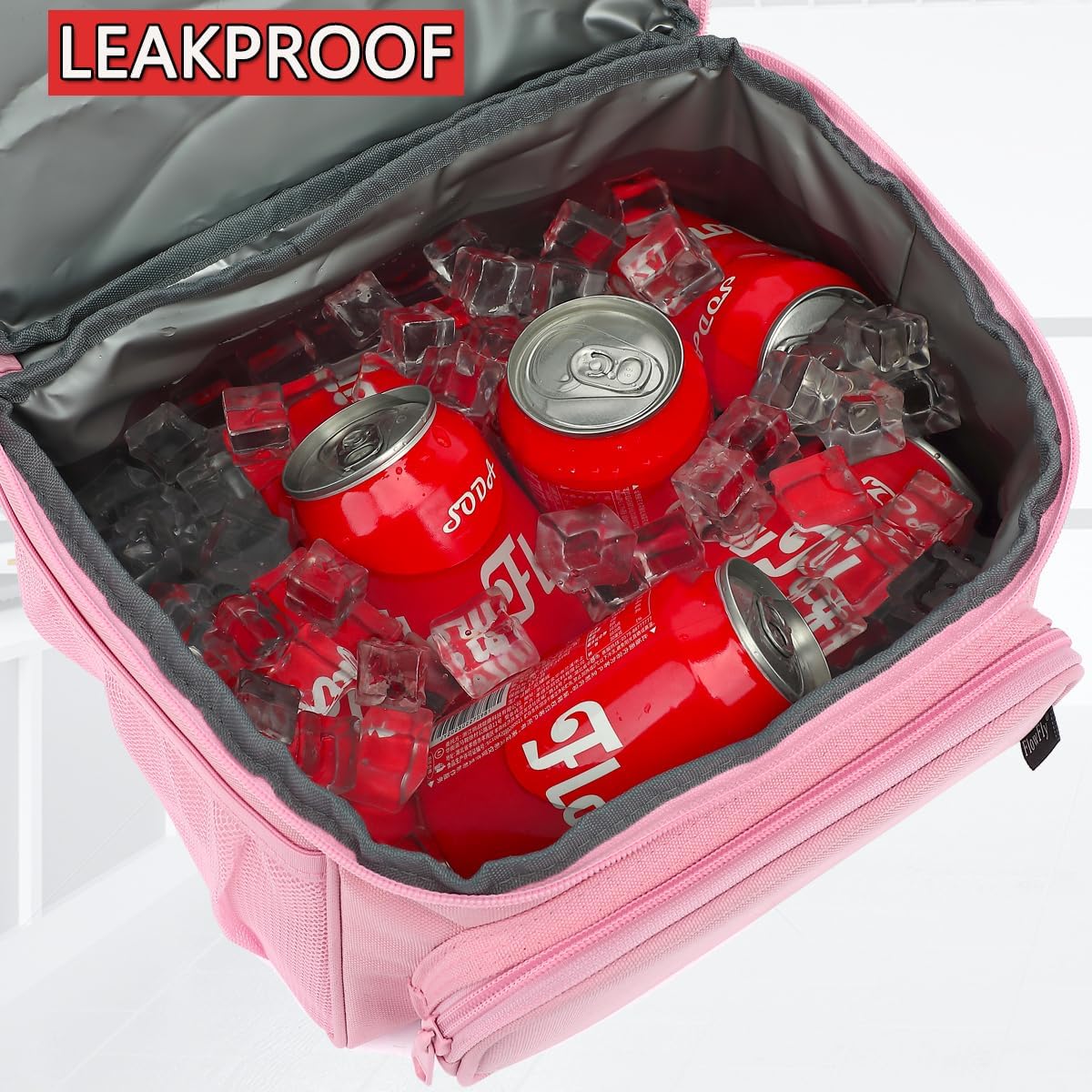 FlowFly Double Layer Cooler Insulated Lunch Bag Adult Lunch Box Large Tote Bag for Men, Women, With Adjustable Strap,Front Pocket and Dual Large Mesh Side Pockets