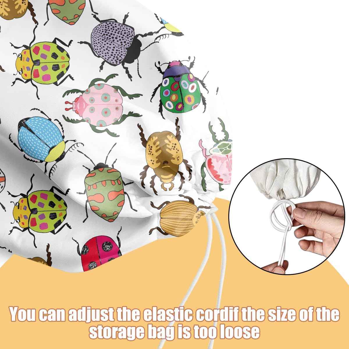 Insect Beetle Plastic Bag Holder, Wall Mount Grocery Bag Holder, Plastic Storage bag, Pull Rope Free Adjustment, Plastic Bag Holders for Grocery Bags, Plastic Bag Dispenser for Home Kitchen