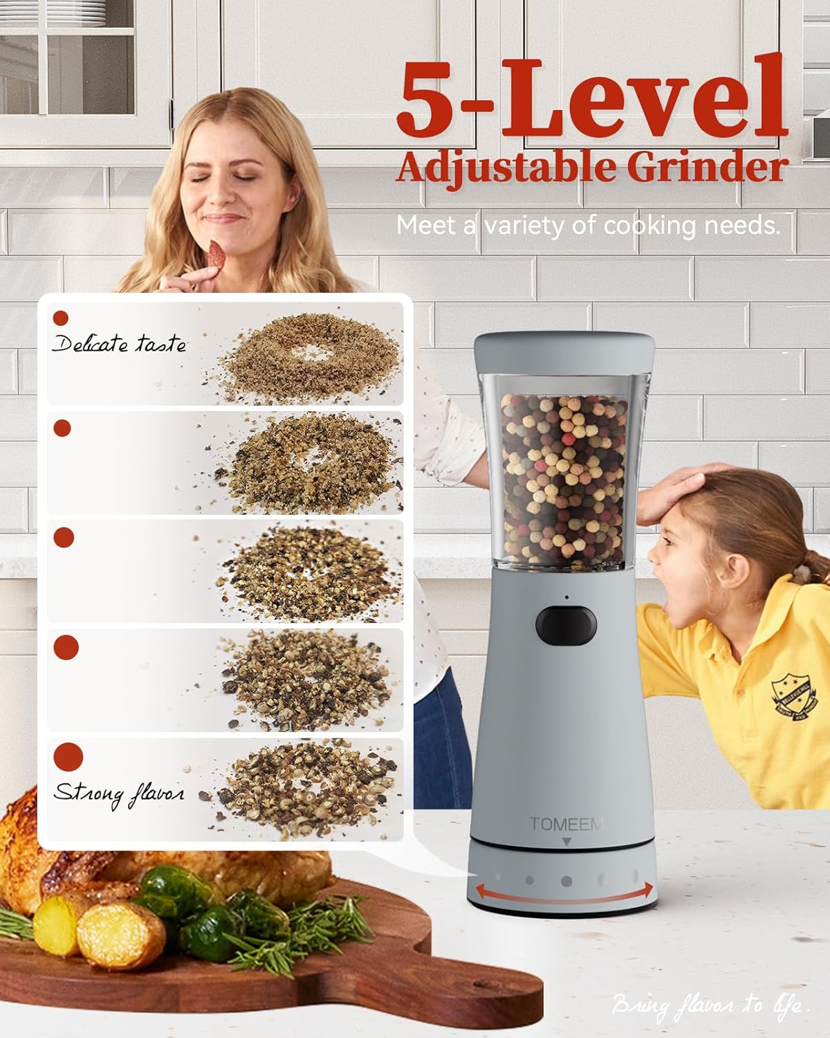 Electric Salt and Pepper Grinder Set with Storage Base, Stainless Steel Rechargeable Salt and Pepper Grinder Set with 4.5 oz Large Capacity, 1.8" Wide Mouth, Adjustable Coarseness, Ideal for Kitchen