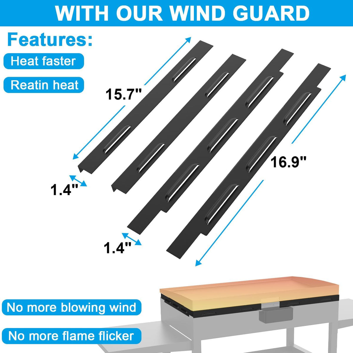 5004 Hard Top Lid Cover with Temperature Gauge and Wind Guards for Blackstone 36" Griddle, Flat Top Cover and Wind Screen Replacement Parts for Blackstone 36 inch Griddle Accessories