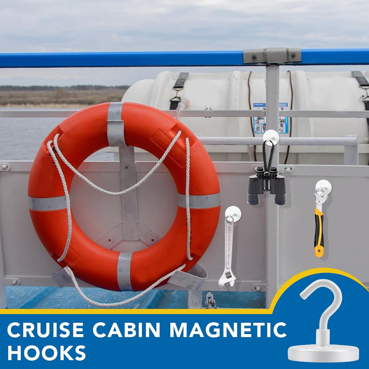 LOVIMAG Magnetic Hooks for Cruise Cabins, Cruise Essentials Must Haves, Cruise Magnets, Magnetic Key Holder, Strong Magnetic Hooks for Hanging, Fridge, Grill -12 Pack, 110lbs, White