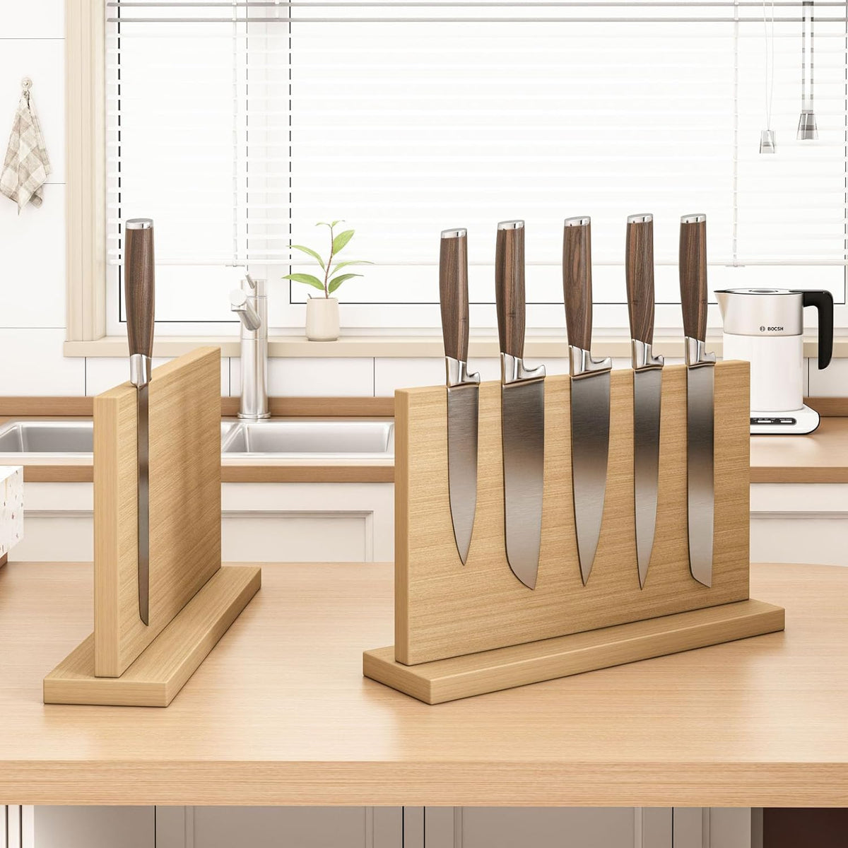 Extra Large Magnetic Knife Holder, Double-Sided Magnetic Knife Block Universal Multi-function Display Rack for Kitchen Counter