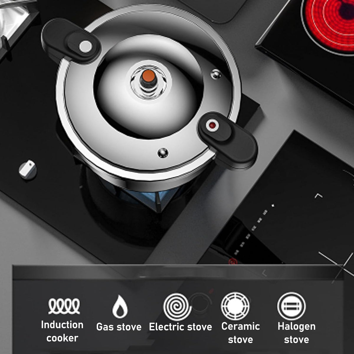 Stainless Steel Pressure Cooker, 80kpa Dual Handle Pressure Canner Large Capacity Pressure Cooking Pot Kitchen Pressure Pan for Gas Stove Electric Stove Induction