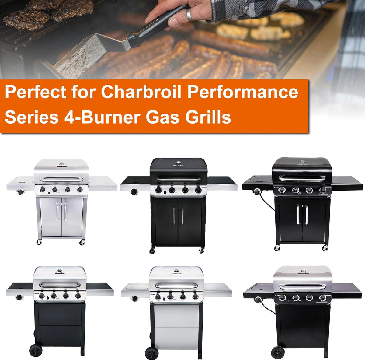 Full-Size Griddle Inserts for Charbroil Performance 4 Burner, Flat Top Griddle for Charbroil Grill 463347017 463377017 463376018P2 463376117 463377117, Replacement Parts for G470-0002-W2 G470-0003-W1