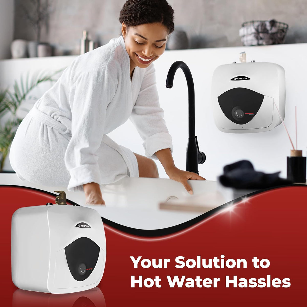 2.5 Gallon Capacity, 120-Volt – Ariston Andris Mini Tank Electric Water Heater – Heating Solution for Under Sink, RV, and Compact Spaces, Smart Boost for Versatile Heating, Simple Installation