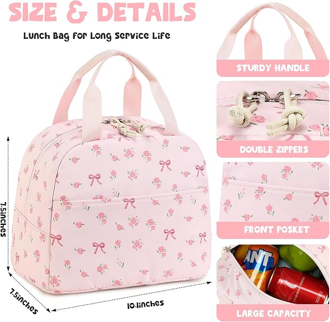 Bluboon Lunch Bag for Women Men Cute Lunch Tote Bags Reusable Insulated Lunch Box Large Capacity Reusable Insulated Cooler for Work Picnic or Travel