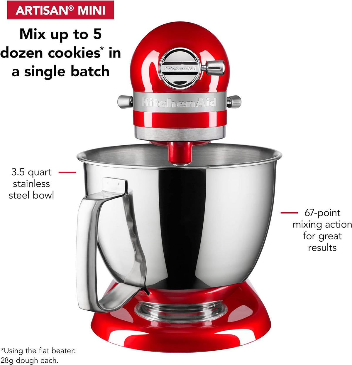 KitchenAid Artisan Mini 3.5 Quart Tilt-Head Stand Mixer - KSM3316X - Candy Apple Red