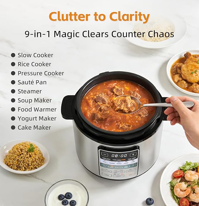 Fullwill Dual-Pot Electric Pressure Cooker,12-in-1 Multi Cooker with 6QT Stainless Steel & 5QT Ceramic Pot,Olla de Presion for Pressure,Rice,Meat Stew,Yogurt Maker