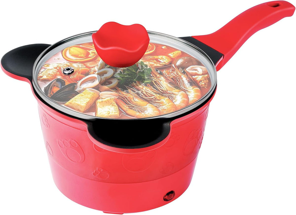 Electric Hot Pot 1.5L, Portable Mini Cooker for Ramen, Soup, Noodles & More – Fast Heating, Adjustable Temp, Non-Stick Pot, Auto Shutoff – Ideal for Dorms, Office, Travel