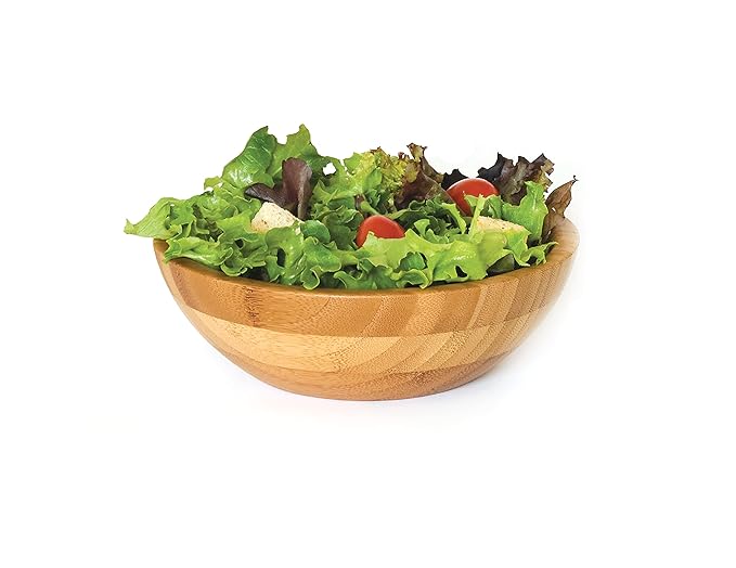 Lipper International Bamboo Wood Salad Bowl, Small, 7" Diameter x 2.25" Height, Single Bowl