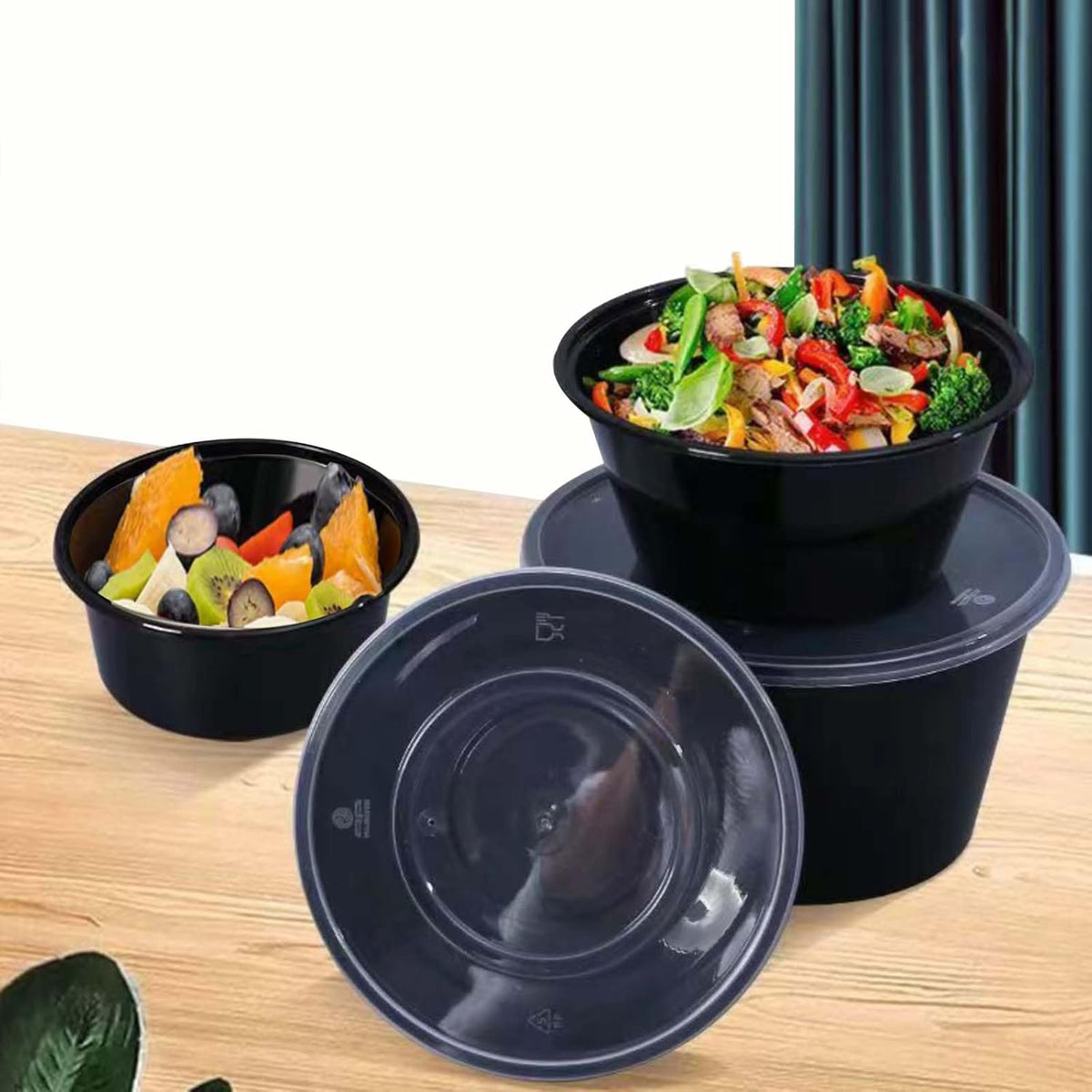 100pc 26 Oz Meal Prep Containers disposable, Plastic Food Take Out Containers With Lid, Take Out Containers Disposable, Reusable food storage containers Round Box，Microwave Freezer Dishwasher Safe