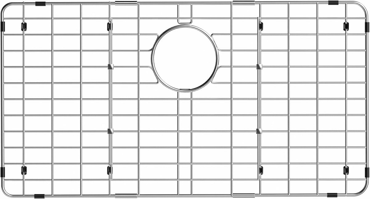 iPEGTOP Sink Bottom Grid, Stainless Steel Sink Protector 27-1/2" x 13-1/2" Rear Drain Hole with Corner Radius, Sink Grate Rack for Bottom of Kitchen Sink Single Bowl with Hole Cover