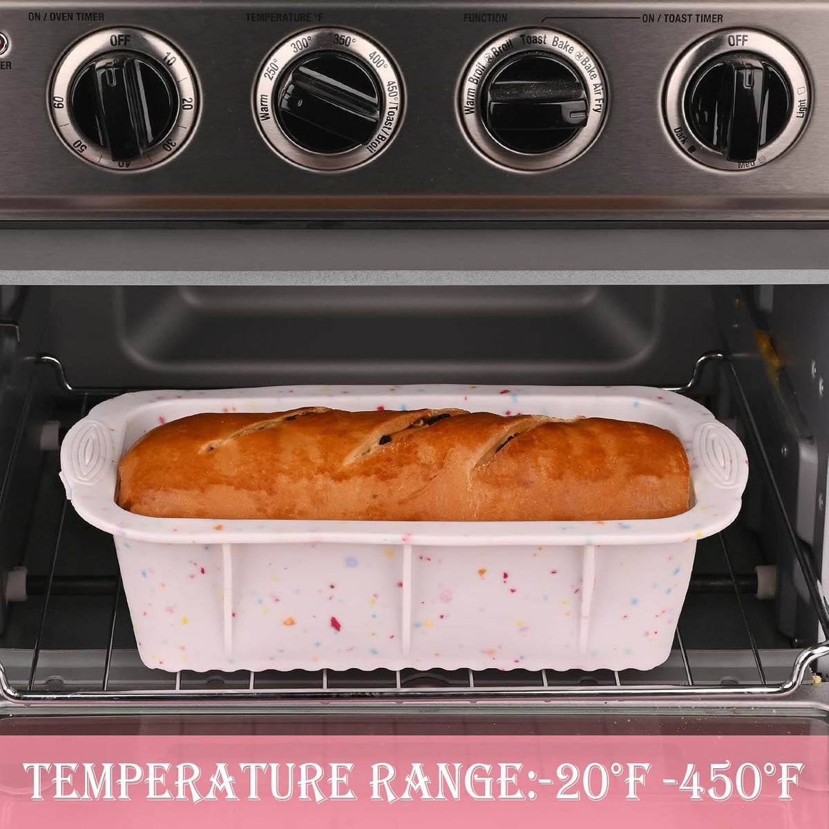 Sakolla 2 Pack Silicone Bread Loaf Molds, Nonstick Easy Release Rectangle Silicone Loaf Pan for Baking Cake, Meatloaf, Banana Bread, Brownies, and Quiche (Confetti)