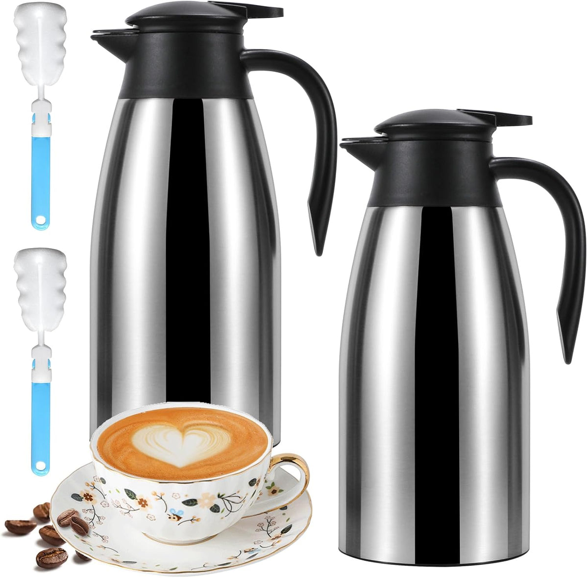 ThermoCafe 70 Oz Double Walled Vacuum Insulated Stainless Steel Carafe - Keeps Coffee & Water Hot for 12 Hours