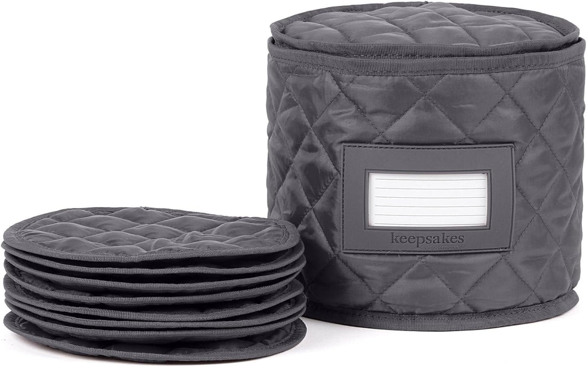 Covermates Keepsakes - Dish Storage - Padded Protection - ID Window - Stain Resistant - Machine Washable - China Storage, Slate