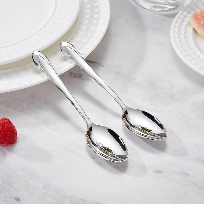 KEAWELL Premium Astra 4-Piece 6.4 inch Spoon Set – Mirror-Finished 18/10 Stainless Steel with Diamond-Faceted Handles Dishwasher Safe for Modern Dining (4, Teaspoons)