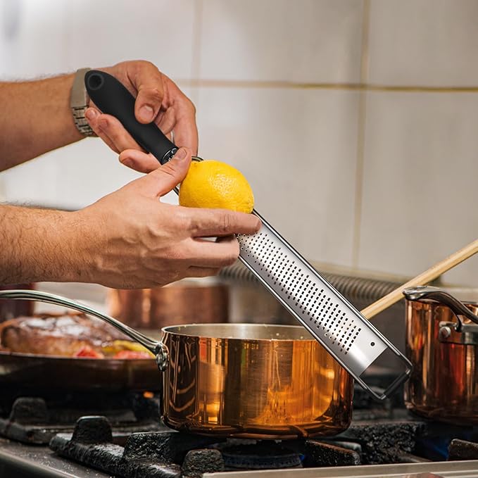 Zester Grater for Lemon Cheese with Handle,Black