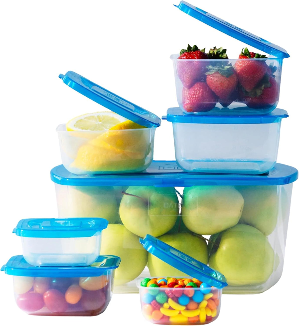 Premium Attached Food Storage Containers, Permanently Attached Plastic Lid, Never Lose & Space Saving Organization (7 Pack)