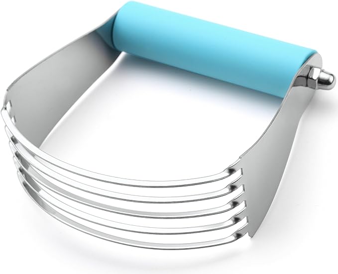 Spring Chef Large Dough Blender For Baking, Dishwasher Safe Dough Cutter Tool, Stainless Steel Pastry Cutter Tool with Sharp Blades, Manual Pastry Blender for Easy Mixing - Aqua Sky