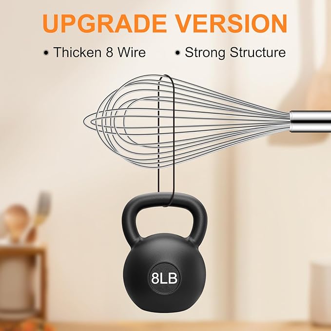 HOTEC 4 Pieces Stainless Steel Whisks Set Wire Whisk Balloon Whisk Egg Beater Kitchen Utensils for Stirring, Beating, Blending