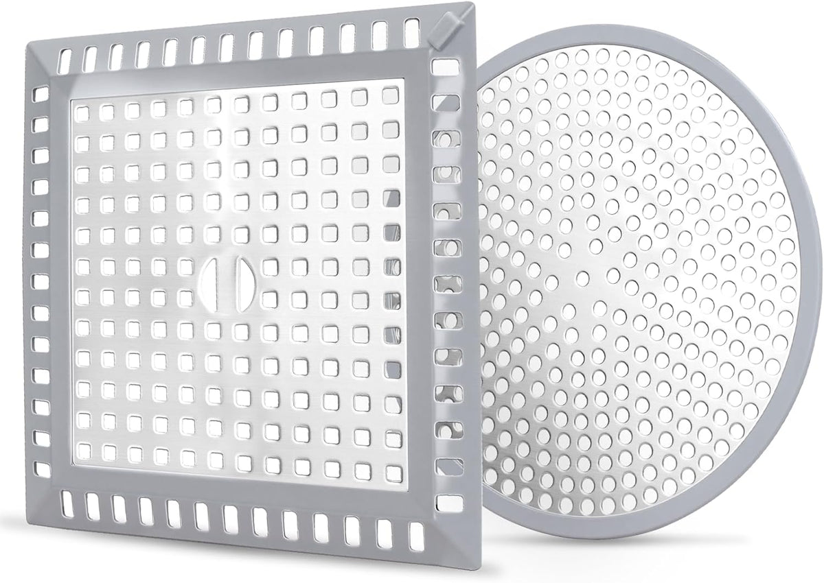 Makerfire 2PCS Shower Drain Hair Catcher, 4.72'', Flat Shower Drain Cover/Filter, Bathroom/Kitchen Sink Drain Strainer, Stainless Steel and Silicone