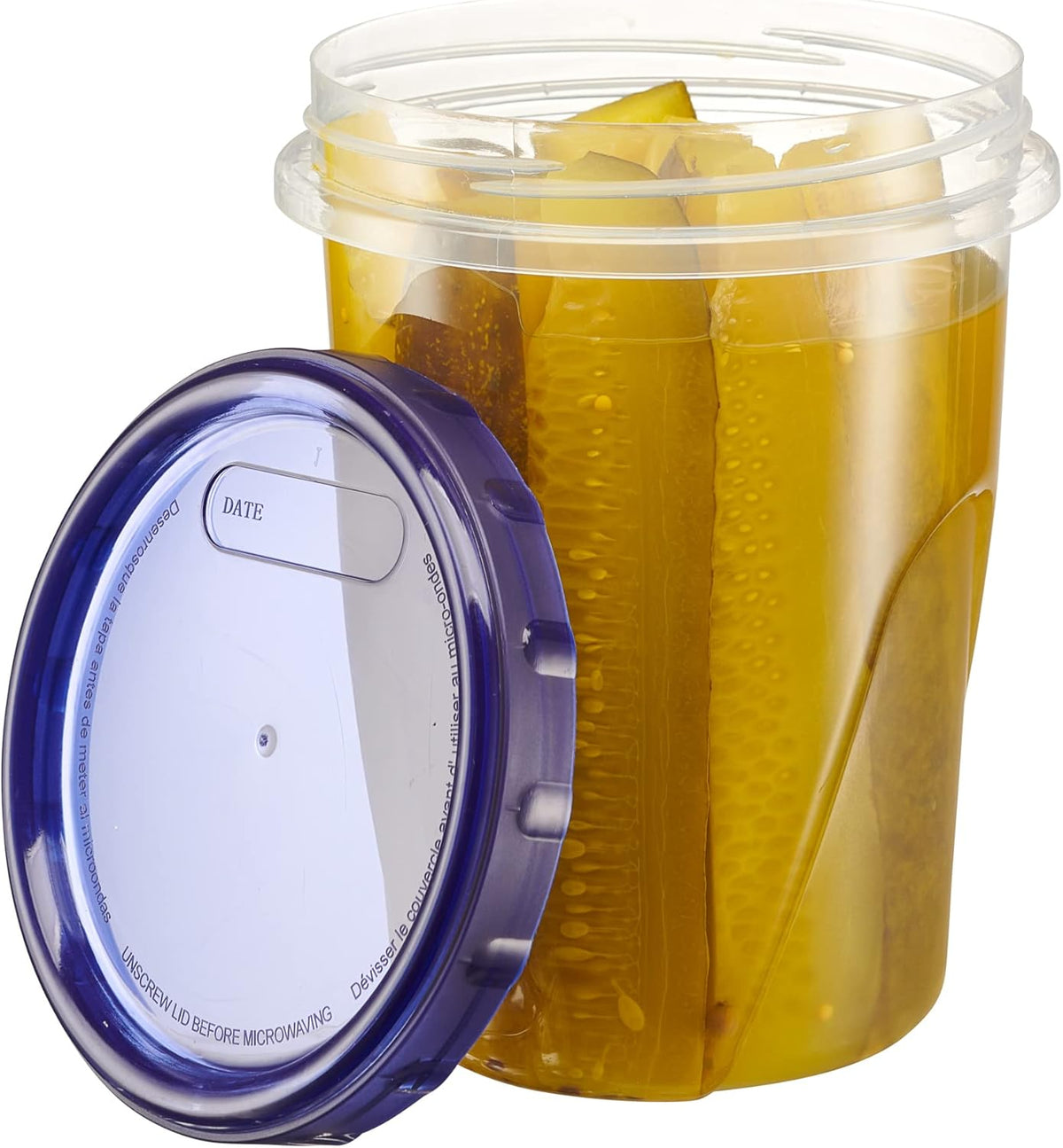 PLASTICPRO 6 Pack Twist Cap Food Storage Containers with Blue Screw on Lid- 32 oz Reusable Meal Prep Containers - Freezer and Microwave Safe Blue Plastic Food Storage