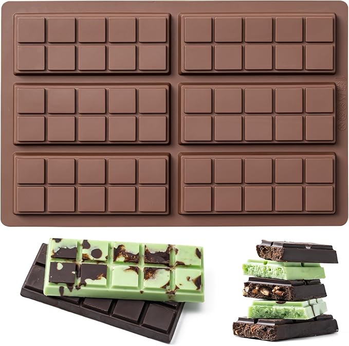 Husfunov Chocolate Bar Mold,Non-Stick Chocolate Molds, 100% Food Grade Silicone Deep Mold for Dubai Pistachio Rod, Candy, Snacks, Knafeh Pistachio Rod and More(10 Snap)