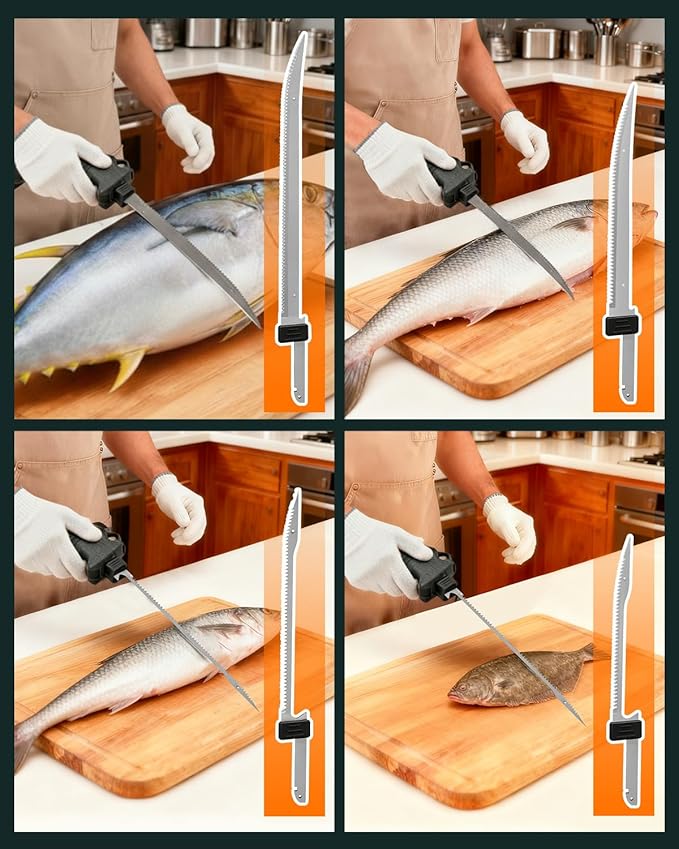 Electric Fillet Knife for Fish - Cordless Fillet Knife with 7-Inch 9-Inch 10-Inch Steel Blades, Dual Battery Fillet Knife Set, Electric Fish Fillet Knife for Fishing, Boat & Home Meat Carving
