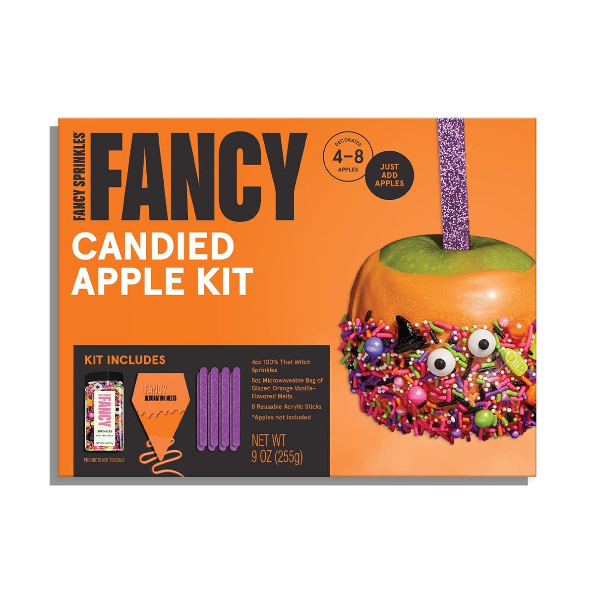 Fancy Sprinkles Limited Edition Halloween Candied Apple Kit Decorating Kit For Dessert Decorating, Birthdays, Gifting & Halloween Celebrations with Sprinkles, Decorating Melts and Acrylic Sticks