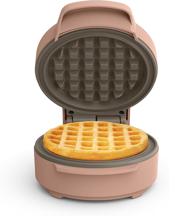 bella Snack-n-Store Mini Waffle Maker, EverGood™ Ceramic Nonstick Coating, Cord Wrap, Ready Indicator Light & Cool Touch Handles, Stackable Design & Customizable Plates, 400 Watt, Blossom