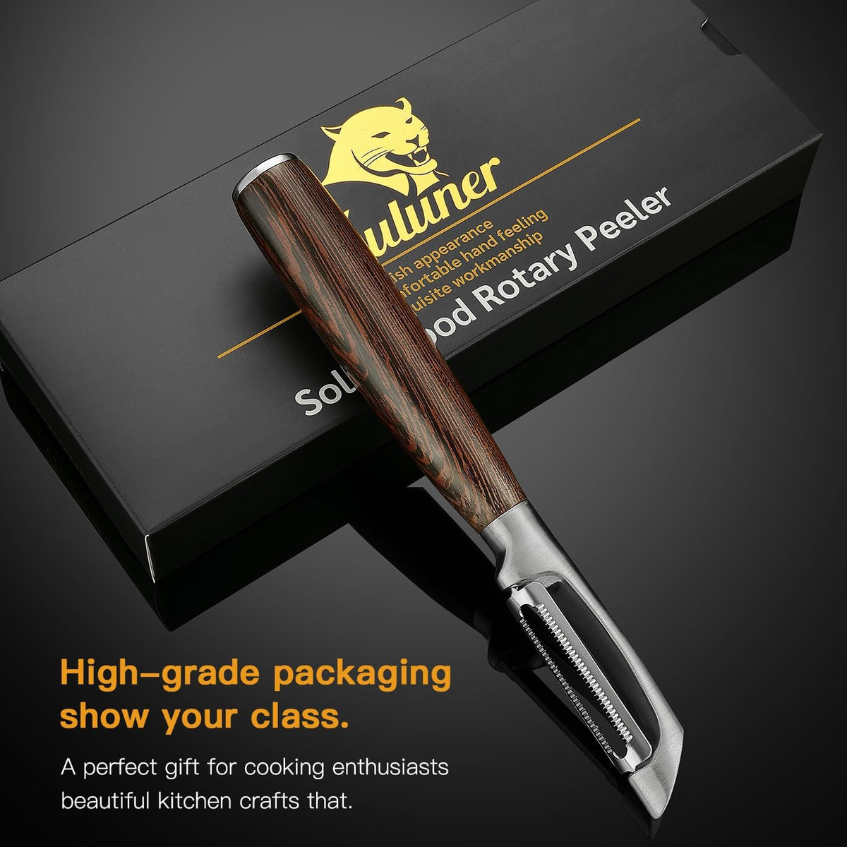 Serrated Blade Premium I Type 304 Stainless Steel Multifunctional Kitchen Peeler Real Wood Handle Ultra Sharp Blade Vegetable Potato Apple(Wenge)