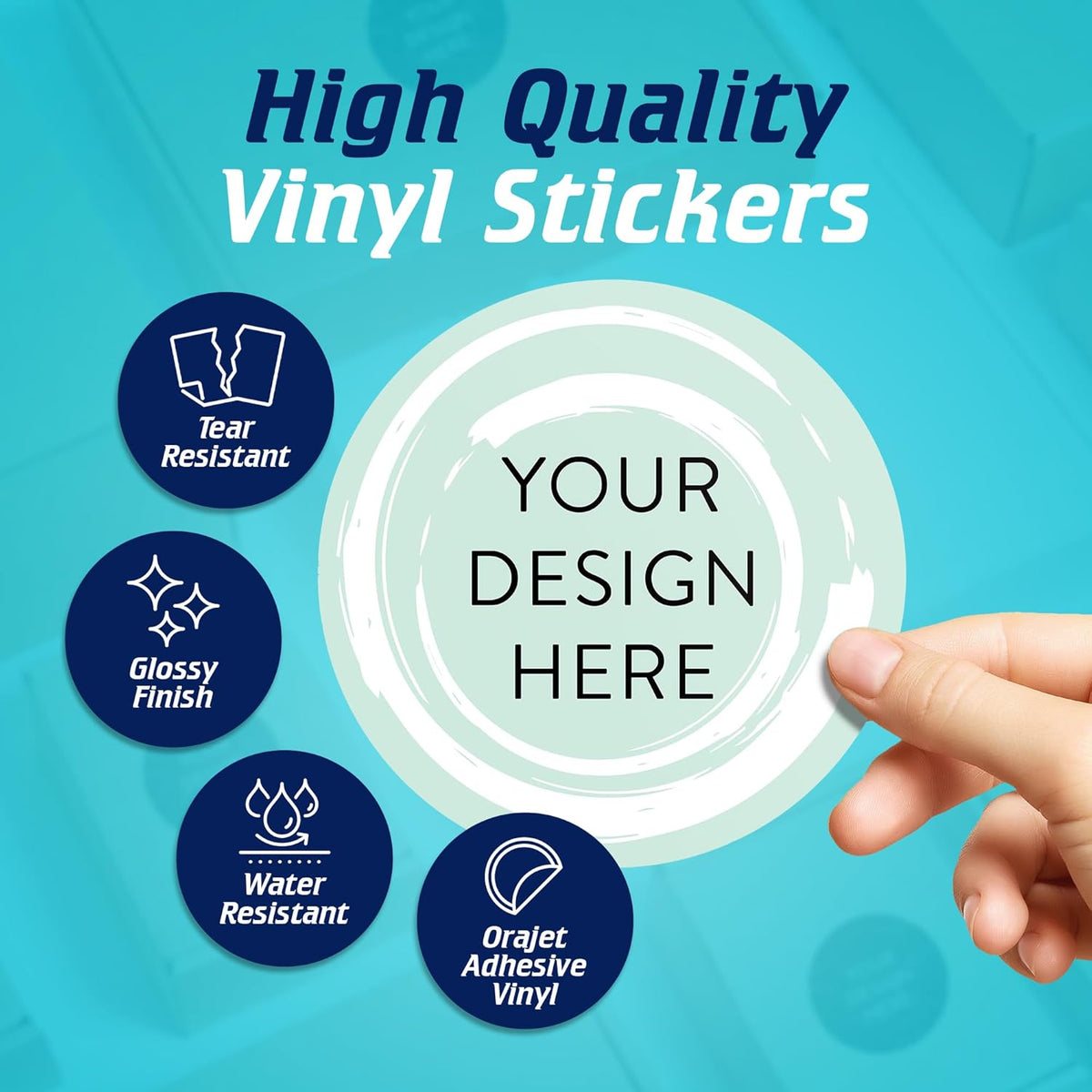 100 Custom Vinyl Stickers - Upload Your own Image, Text, Design, Logo - Personalized Logo Labels for Handmade, Packaging, Bottle, Jars, Candle, Brand Stickers (Mint, 5x5)
