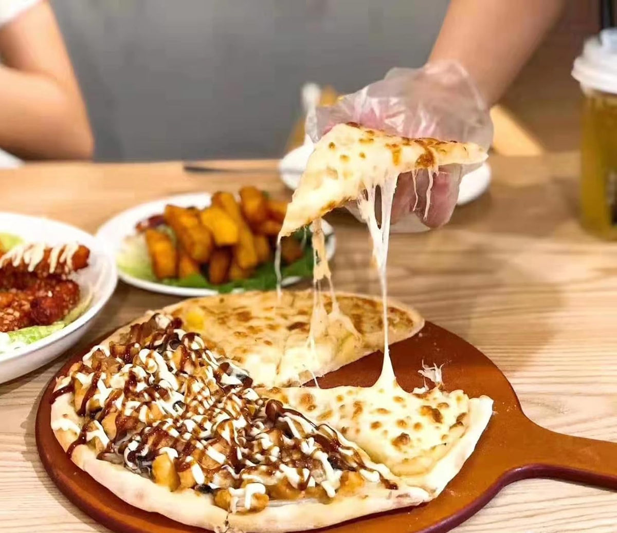 SWEIBIAI Small 13” Round Pizza Cutting Board Pizza Serving Board For Kitchen Charcuterie Board Wood Fiber