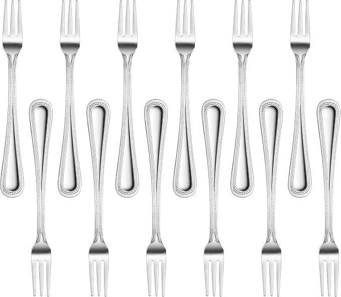 New Star Foodservice 58505 Bead Pattern 18/0 Stainless Steel, Oyster Fork 6-Inch Set of 12