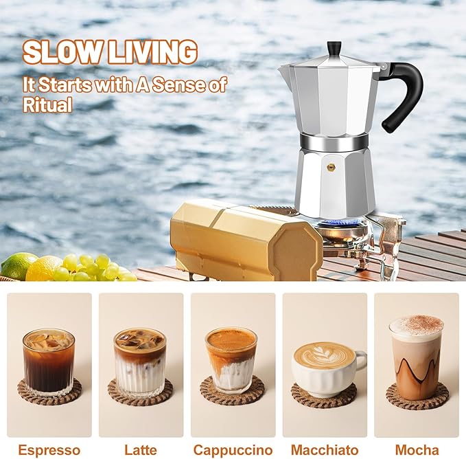12 Cup Aluminum Espresso Stovetop Moka Pot Express Coffee Maker Percolator Italian Classic Mocha Coffee Machine for Italian and Cuban Cafe Brewing for Home & Camping 600ml 20oz
