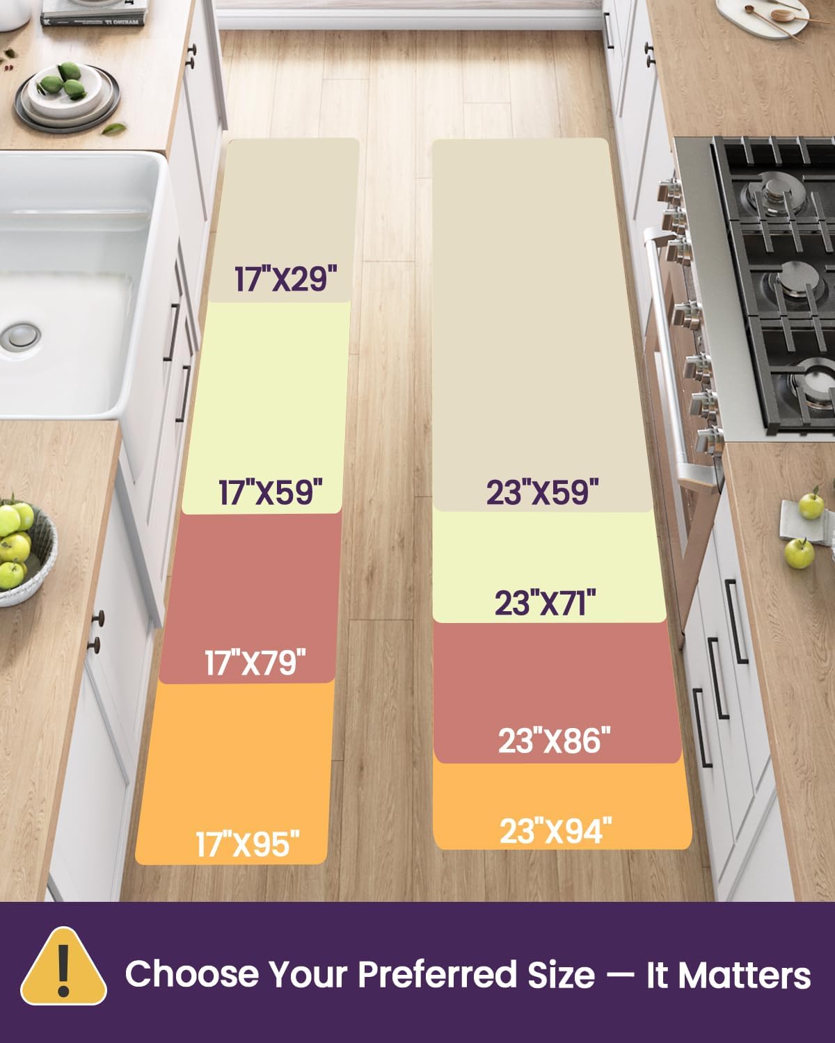 DEXI Kitchen Floor Mats Cushioned Anti Fatigue, 17x79, Large Long Standing Runner Rug Waterproof, Comfort Memory Foam Padded for Front Sink Laundry, Beige White