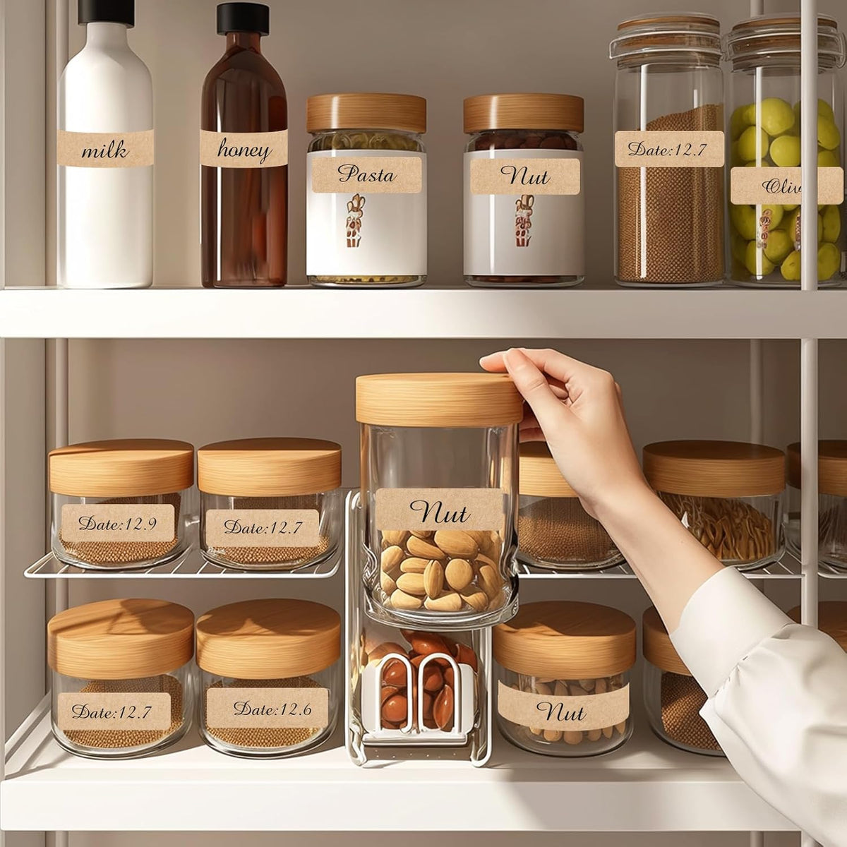 Removable Kraft Label Stickers- Writable Gift Tag Stickers Labels, Self-Adhesive Brown Kraft Label for Essential Oil Bottle, Jars, Food Storage or Gift Decoration-240 PCS