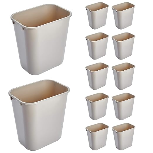Rubbermaid Commercial Products Receptacle Wastebasket, 3.25-Gallon/13-Quart, Beige, Plastic, Garbage Can for Home/Office, Fits Under Desk/Sink/Cabinet, Pack of 12