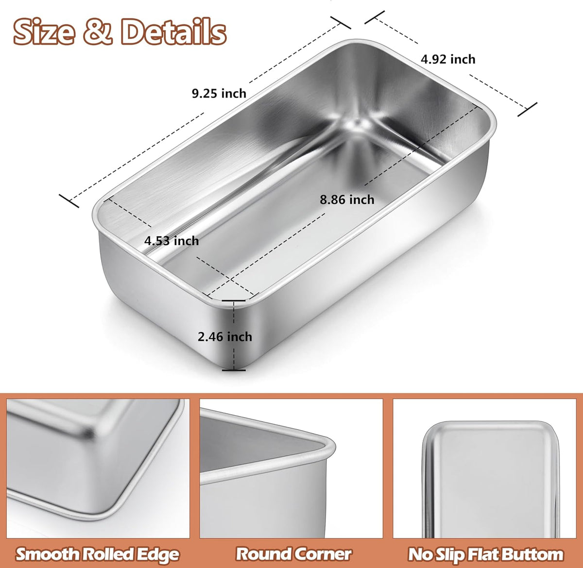 LIANYU 9 Pack Bread Loaf Pans for Baking 9x5Inch, Stainless Steel Meat Bread Baking Pans, Loaf Tin for Homemade Banana Sandwich Sourdough