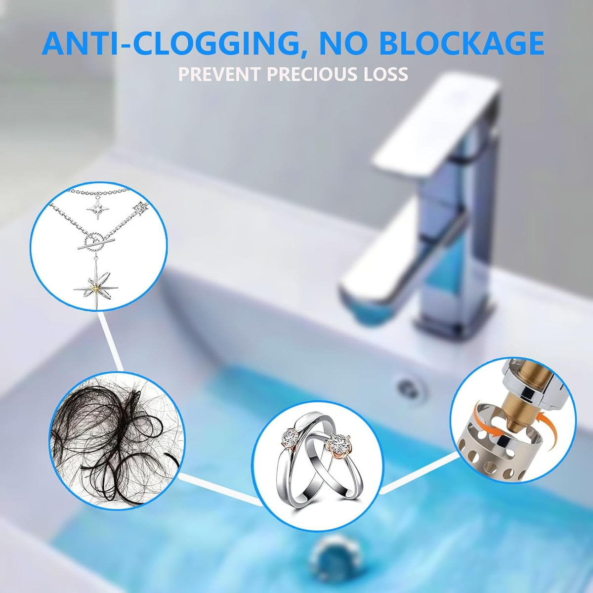 Upgraded Bathroom Sink Stopper Drain Strainer for 1.1-1.45 Inch,Universal Pop Up Stopper with Removable Stainless Steel Filter Basket Hair Catcher,Brass Bounce Core for US Universal