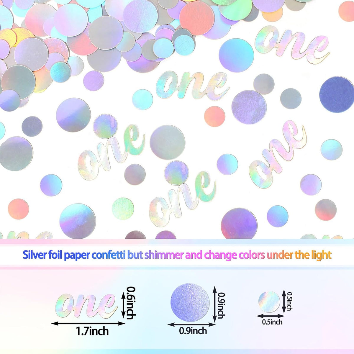 One Birthday Confetti Iridescent Baby First Birthday Decorations Circle Table Scatter Baby Shower The First Year Anniversary Party Table Decor Supplies 300PC
