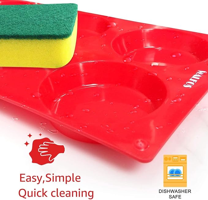 Walfos Silicone Whoopie Pie Baking Pans, 3 Pcs Non-Stick Muffin Top Pan. Food Grade and BPA Free Silicone, Great for Muffin, Eggs, Tarts and More, Dishwasher Safe